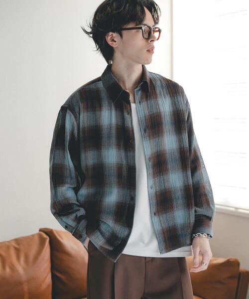 SENSE OF PLACE by URBAN RESEARCH（センスオブプレイスバイアーバンリサーチ）の「オンブレーチェックレギュラーカラーシャツ（シャツ/ブラウス・メンズ・イエロー/ブラック/ブルー・MEDIUM/LARGE）」の9枚目の写真