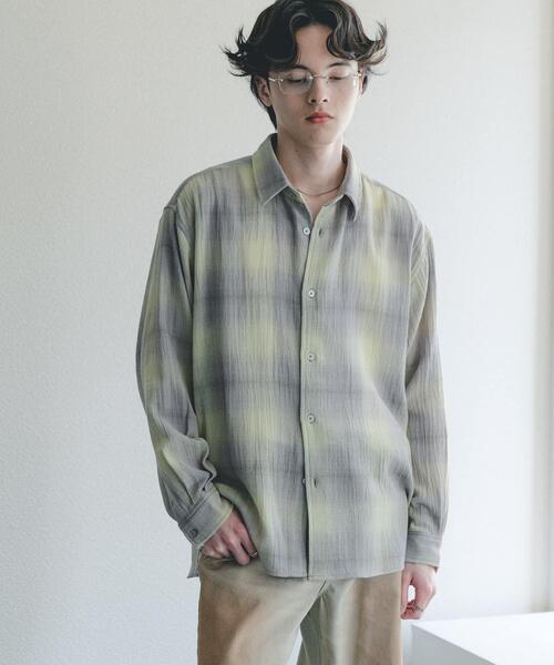 SENSE OF PLACE by URBAN RESEARCH（センスオブプレイスバイアーバンリサーチ）の「オンブレーチェックレギュラーカラーシャツ（シャツ/ブラウス・メンズ・イエロー/ブラック/ブルー・MEDIUM/LARGE）」の21枚目の写真