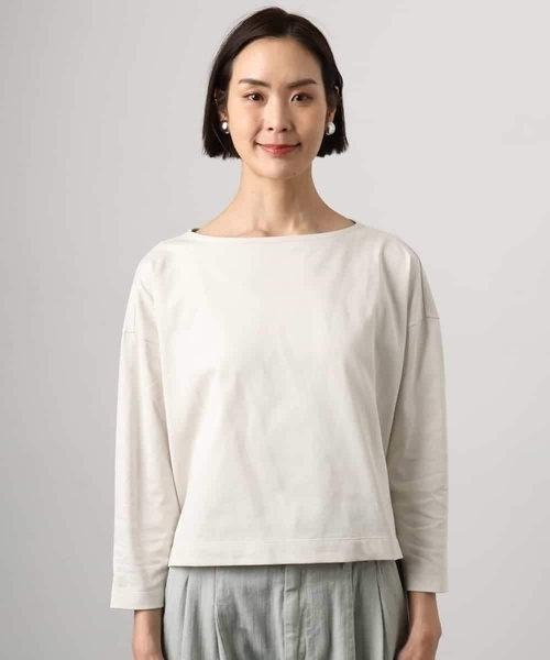 MICHEL KLEIN(ミッシェル・クラン)の「タックデザイン バスクTシャツ(Tシャツ/カットソー・レディース・アイボリー/ブルー・40/38)」の21枚目の写真