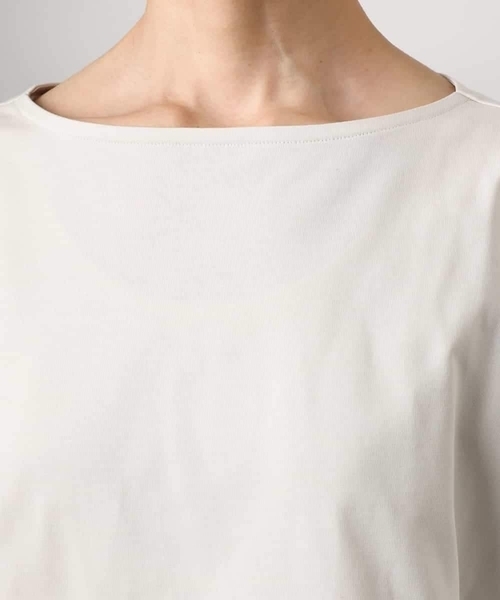 MICHEL KLEIN(ミッシェル・クラン)の「タックデザイン バスクTシャツ(Tシャツ/カットソー・レディース・アイボリー/ブルー・40/38)」の4枚目の写真