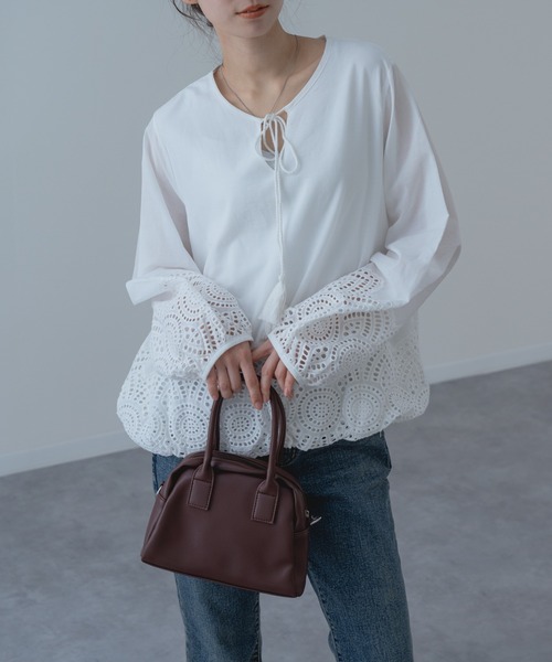 refinedworks(リファインドワークス)の「【refinedworks】裾レース × バルーン シルエット ブラウス(シャツ/ブラウス・レディース・ホワイト/ブラック・FREE)」の3枚目の写真