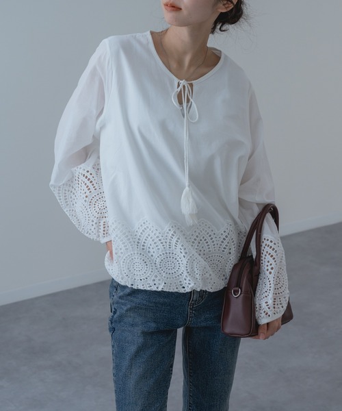 refinedworks(リファインドワークス)の「【refinedworks】裾レース × バルーン シルエット ブラウス(シャツ/ブラウス・レディース・ホワイト/ブラック・FREE)」の9枚目の写真