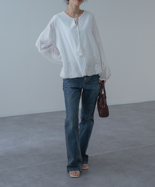 refinedworks(リファインドワークス)の「【refinedworks】裾レース × バルーン シルエット ブラウス(シャツ/ブラウス・レディース・ホワイト/ブラック・FREE)」の10枚目の写真