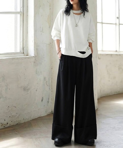 antiqua(アンティカ)の「ワイド タックパンツ(その他パンツ・レディース・ブラック・ONESIZE/TL)」の4枚目の写真