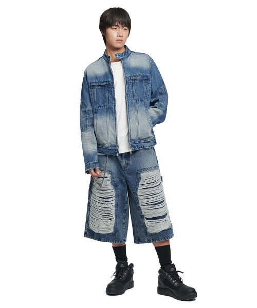 NOMANUAL(NOMANUAL)の「WASHED DENIM RIDER JACKET - WASHED BLUE(デニムジャケット・レディース・その他・X-LARGE/LARGE/MEDIUM)」の8枚目の写真