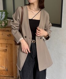 Thevon | Vネックペプラムジャケット(テーラードジャケット)