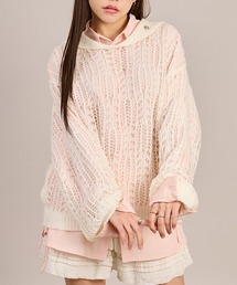 S2914❤️ apres jour mignon Vネックチルデンニット　LL チルデンニットVネックプルオーバー≪手洗い可能≫ | VICKY（Women