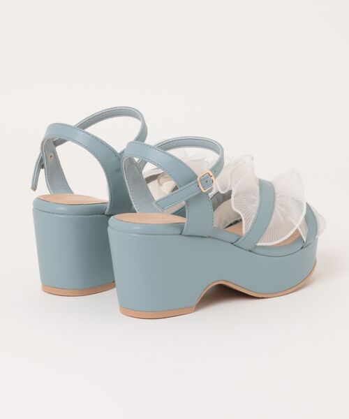 la farfa SHOES（ラ・ファーファ シューズ）の「la farfa shoes フリルリボン 厚底サンダル（サンダル・レディース・アイボリー/ブラック/ブルー・XL/LL/L/M）」の4枚目の写真