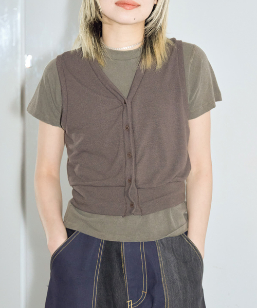 CITYSHOP（シティーショップ）の「ASHER AMELIA VINTAGE TEE L232-J101：Tシャツ（Tシャツ/カットソー・レディース・カーキ・SMALL）」の5枚目の写真