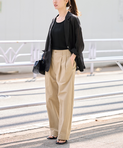 FRAMeWORK（フレームワーク）の「LINENメッシュジャケット（テーラードジャケット・レディース・ベージュ/ブラック・38/36）」の4枚目の写真