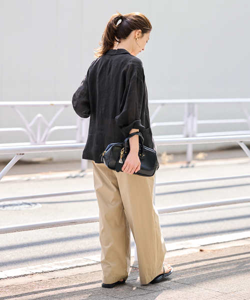 FRAMeWORK（フレームワーク）の「LINENメッシュジャケット（テーラードジャケット・レディース・ベージュ/ブラック・38/36）」の5枚目の写真