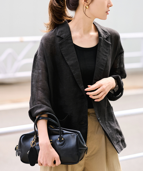 FRAMeWORK（フレームワーク）の「LINENメッシュジャケット（テーラードジャケット・レディース・ベージュ/ブラック・38/36）」の8枚目の写真