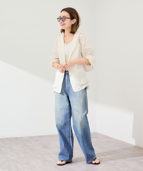 FRAMeWORK（フレームワーク）の「LINENメッシュジャケット（テーラードジャケット・レディース・ベージュ/ブラック・38/36）」の16枚目の写真