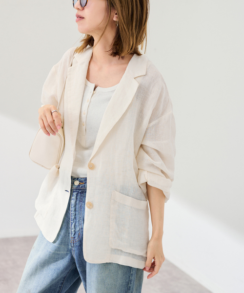 FRAMeWORK（フレームワーク）の「LINENメッシュジャケット（テーラードジャケット・レディース・ベージュ/ブラック・38/36）」の20枚目の写真