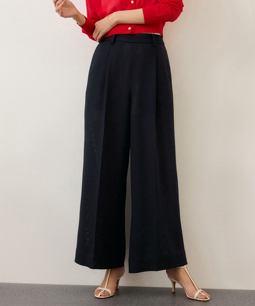ROPE'（ロペ）の「カラミ織りワンタックワイドパンツ/セットアップ対応・イージーケア（その他パンツ・レディース・ブラック系その他/ネイビー・34/38/36）」の2枚目の写真
