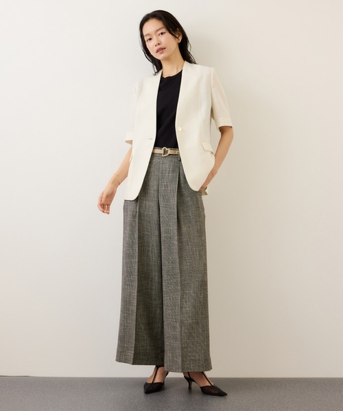 ROPE'（ロペ）の「カラミ織りワンタックワイドパンツ/セットアップ対応・イージーケア（その他パンツ・レディース・ブラック系その他/ネイビー・34/38/36）」の5枚目の写真