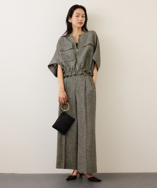 ROPE'（ロペ）の「カラミ織りワンタックワイドパンツ/セットアップ対応・イージーケア（その他パンツ・レディース・ブラック系その他/ネイビー・34/38/36）」の7枚目の写真