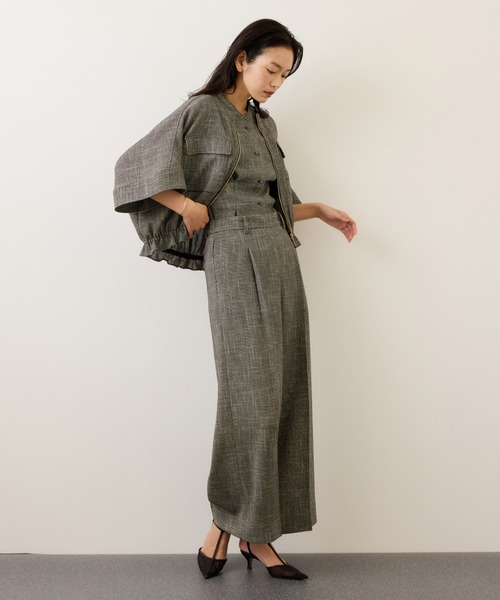 ROPE'（ロペ）の「カラミ織りワンタックワイドパンツ/セットアップ対応・イージーケア（その他パンツ・レディース・ブラック系その他/ネイビー・34/38/36）」の8枚目の写真