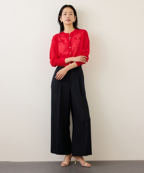 ROPE'（ロペ）の「カラミ織りワンタックワイドパンツ/セットアップ対応・イージーケア（その他パンツ・レディース・ブラック系その他/ネイビー・34/38/36）」の10枚目の写真