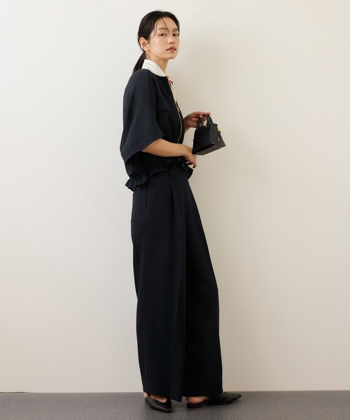 ROPE'（ロペ）の「カラミ織りワンタックワイドパンツ/セットアップ対応・イージーケア（その他パンツ・レディース・ブラック系その他/ネイビー・34/38/36）」の14枚目の写真
