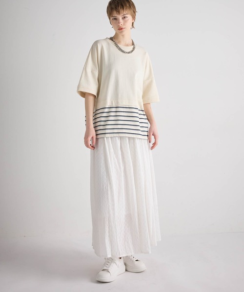 ATSURO TAYAMA（アツロウタヤマ）の「パネルボーダー柄半袖ニット（Tシャツ/カットソー・レディース・ホワイト・M/S）」の8枚目の写真