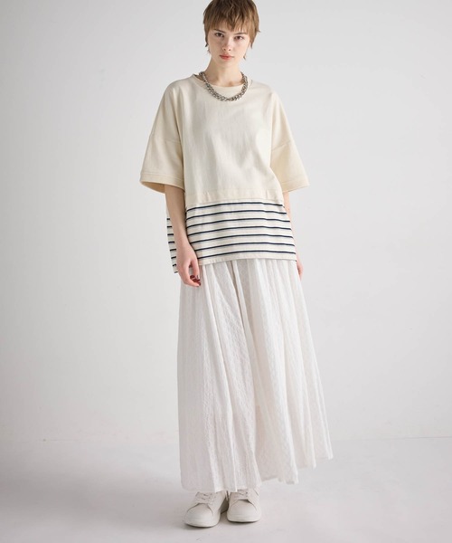 ATSURO TAYAMA（アツロウタヤマ）の「パネルボーダー柄半袖ニット（Tシャツ/カットソー・レディース・ホワイト・M/S）」の10枚目の写真