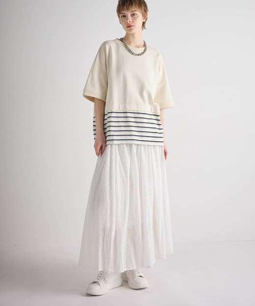 ATSURO TAYAMA（アツロウタヤマ）の「パネルボーダー柄半袖ニット（Tシャツ/カットソー・レディース・ホワイト・M/S）」の11枚目の写真