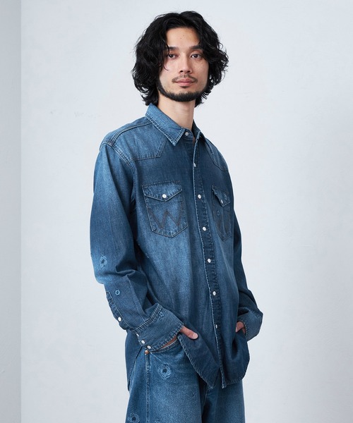 Lee(リー)の「Wrangler/ラングラー【US ORIGINAL】27MW ウエスタンデニムシャツ フラワーエンブロイダリー(シャツ/ブラウス・メンズ・ブルー・LARGE/MEDIUM/SMALL)」の3枚目の写真