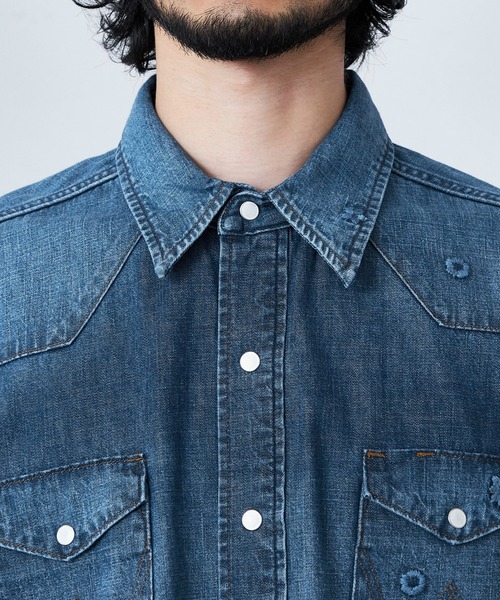 Lee(リー)の「Wrangler/ラングラー【US ORIGINAL】27MW ウエスタンデニムシャツ フラワーエンブロイダリー(シャツ/ブラウス・メンズ・ブルー・LARGE/MEDIUM/SMALL)」の8枚目の写真