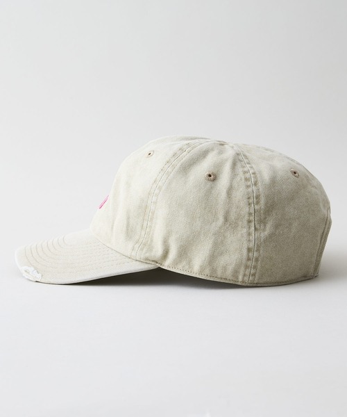 MEI(メイ)の「【MEI/メイ】ピグメントローキャップ ウォッシュ加工 ダメージ加工(キャップ・メンズ・ライトパープル/ホワイト/ブラック/ベージュ/ブルー・FREE)」の9枚目の写真