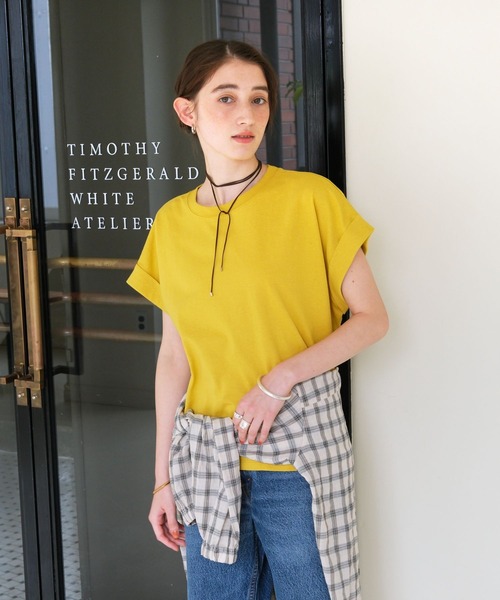 GEORGE'S(ジョージズ)の「ロールアップスリーブT(Tシャツ/カットソー・レディース・チャコールグレー/オフホワイト/イエロー/ブラック/イエロー系その他2・FREE)」の5枚目の写真