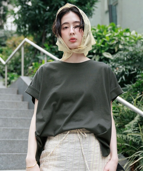 GEORGE'S(ジョージズ)の「ロールアップスリーブT(Tシャツ/カットソー・レディース・チャコールグレー/オフホワイト/イエロー/ブラック/イエロー系その他2・FREE)」の12枚目の写真