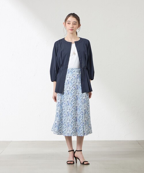 amaca（アマカ）の「ナチュラルドライオーガンジー ノーカラー羽織シャツ（シャツ/ブラウス・レディース・オフホワイト/ダークネイビー/グレー系その他2・40/38）」の12枚目の写真