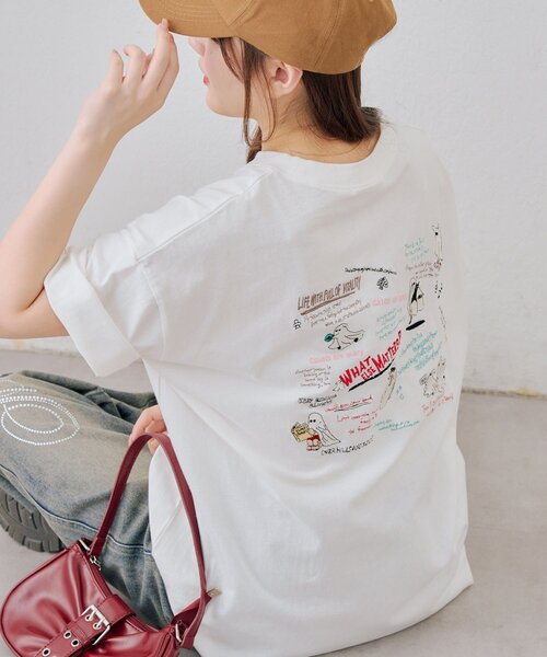 Another Branch olive des olive（アナザーブランチオリーブデオリーブ）の「【人気シリーズ！】オバケ刺繍Tシャツ（Tシャツ/カットソー・レディース・オートミール/スミクロ/サックスブルー/オフホワイト・FREE）」の2枚目の写真