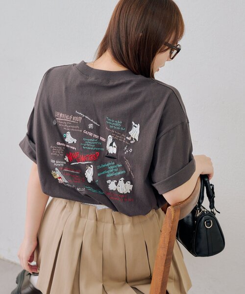 Another Branch olive des olive（アナザーブランチオリーブデオリーブ）の「【人気シリーズ！】オバケ刺繍Tシャツ（Tシャツ/カットソー・レディース・オートミール/スミクロ/サックスブルー/オフホワイト・FREE）」の3枚目の写真