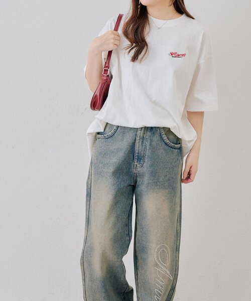 Another Branch olive des olive（アナザーブランチオリーブデオリーブ）の「【人気シリーズ！】オバケ刺繍Tシャツ（Tシャツ/カットソー・レディース・オートミール/スミクロ/サックスブルー/オフホワイト・FREE）」の10枚目の写真