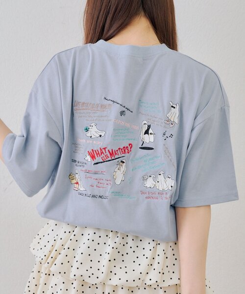 Another Branch olive des olive（アナザーブランチオリーブデオリーブ）の「【人気シリーズ！】オバケ刺繍Tシャツ（Tシャツ/カットソー・レディース・オートミール/スミクロ/サックスブルー/オフホワイト・FREE）」の21枚目の写真