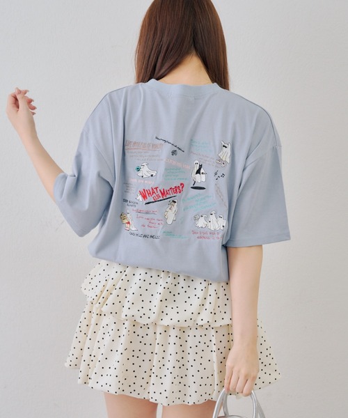 Another Branch olive des olive（アナザーブランチオリーブデオリーブ）の「【人気シリーズ！】オバケ刺繍Tシャツ（Tシャツ/カットソー・レディース・オートミール/スミクロ/サックスブルー/オフホワイト・FREE）」の4枚目の写真