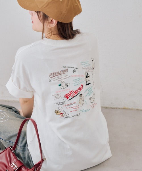 Another Branch olive des olive（アナザーブランチオリーブデオリーブ）の「【人気シリーズ！】オバケ刺繍Tシャツ（Tシャツ/カットソー・レディース・オートミール/スミクロ/サックスブルー/オフホワイト・FREE）」の6枚目の写真