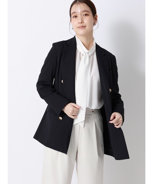 SUIT SQUARE(スーツスクエア)の「CHANTOWA/シアーハイネックボウタイブラウス/ウォッシャブル/ポリエステル/無地(シャツ/ブラウス・レディース・ホワイト/ベージュ・F)」の13枚目の写真