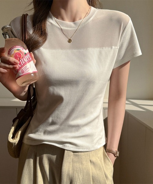 ONEP STAR(ワンピスター)の「メッシュ切り替えトップス(Tシャツ/カットソー・レディース・ブラック/ダークブラウン/ホワイト・X-LARGE/LARGE/MEDIUM)」の4枚目の写真