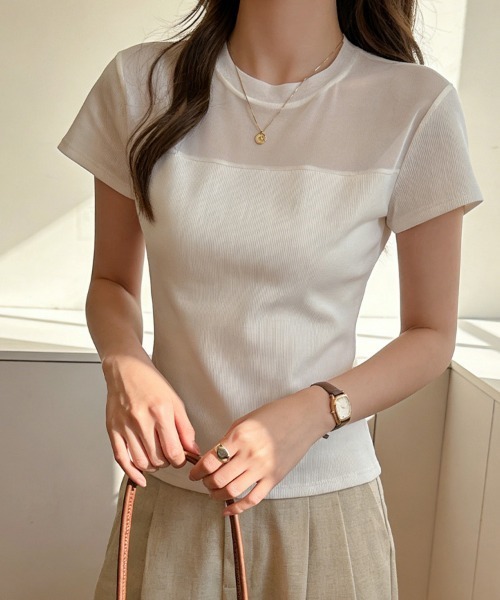 ONEP STAR(ワンピスター)の「メッシュ切り替えトップス(Tシャツ/カットソー・レディース・ブラック/ダークブラウン/ホワイト・X-LARGE/LARGE/MEDIUM)」の5枚目の写真