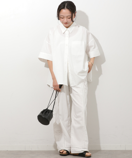 JOURNAL STANDARD relume（ジャーナルスタンダード　レリューム）の「コットンブロード Aラインシャツ（シャツ/ブラウス・レディース・イエロー/ブルー系その他/ホワイト・FREE）」の5枚目の写真