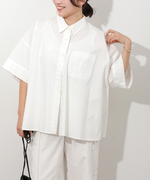 JOURNAL STANDARD relume（ジャーナルスタンダード　レリューム）の「コットンブロード Aラインシャツ（シャツ/ブラウス・レディース・イエロー/ブルー系その他/ホワイト・FREE）」の8枚目の写真