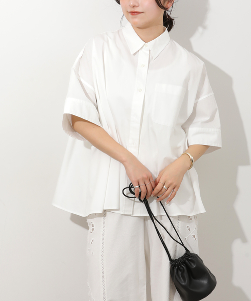 JOURNAL STANDARD relume（ジャーナルスタンダード　レリューム）の「コットンブロード Aラインシャツ（シャツ/ブラウス・レディース・イエロー/ブルー系その他/ホワイト・FREE）」の9枚目の写真