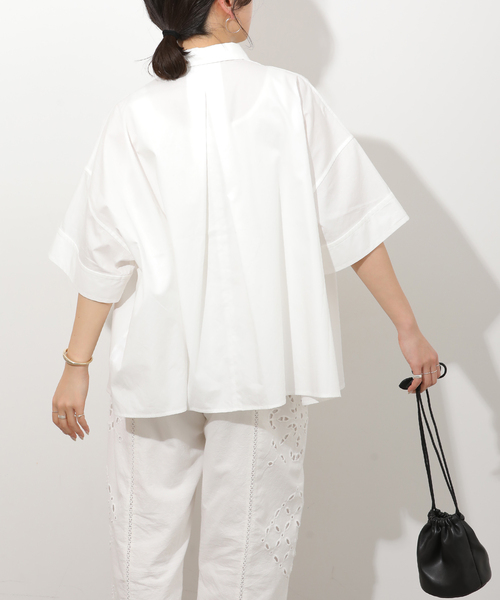 JOURNAL STANDARD relume（ジャーナルスタンダード　レリューム）の「コットンブロード Aラインシャツ（シャツ/ブラウス・レディース・イエロー/ブルー系その他/ホワイト・FREE）」の12枚目の写真