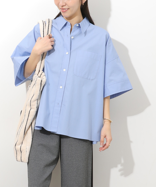 JOURNAL STANDARD relume（ジャーナルスタンダード　レリューム）の「コットンブロード Aラインシャツ（シャツ/ブラウス・レディース・イエロー/ブルー系その他/ホワイト・FREE）」の16枚目の写真