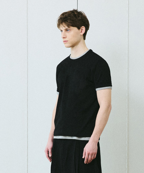 BER DE NOIR(ベールドノワール)の「リブスリムコットンTシャツ(ブラック)(Tシャツ/カットソー・メンズ・ブラック/その他・MEDIUM/LARGE)」の3枚目の写真