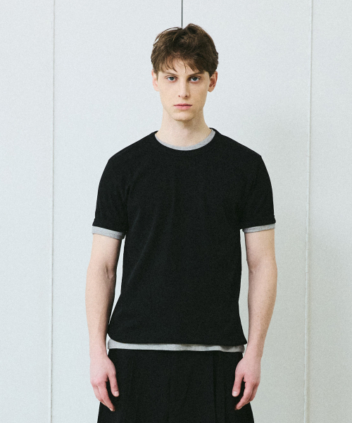 BER DE NOIR(ベールドノワール)の「リブスリムコットンTシャツ(ブラック)(Tシャツ/カットソー・メンズ・ブラック/その他・MEDIUM/LARGE)」の4枚目の写真