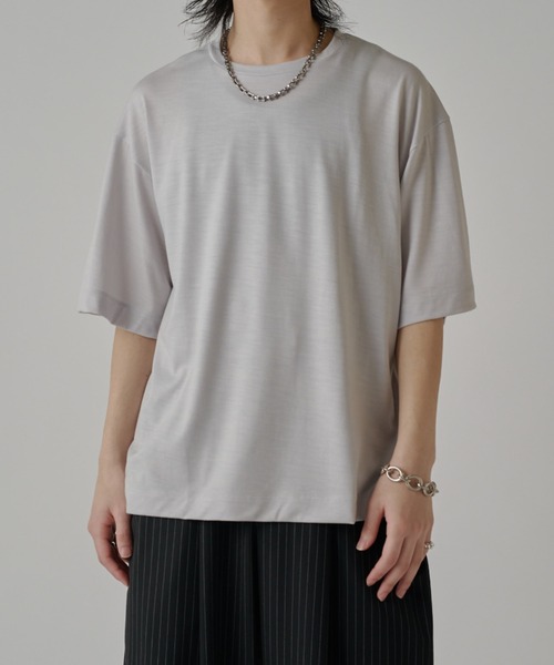 Lui's（ルイス）の「ウールプレーティングルーズフィットTシャツ（Tシャツ/カットソー・メンズ・チャコールグレー/ライトグレー/ブラウン/ブラック・S/M）」の3枚目の写真